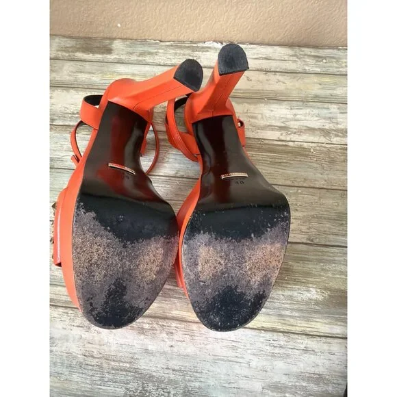 Gucci Malaga Kid Orange Leather Studded Platform Heels EU 40 Box Dust Bag w/COA - Picture 10 of 16